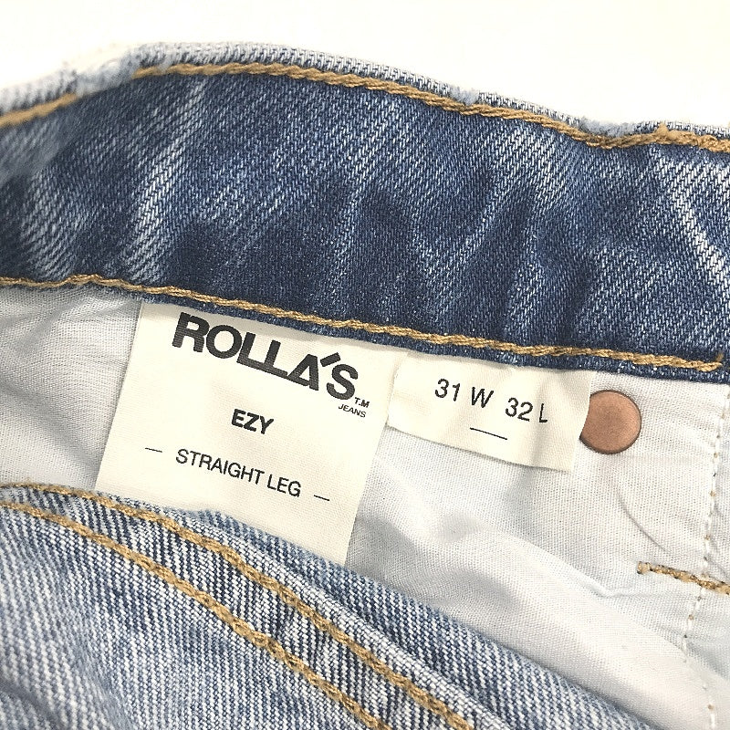 Rollas Ezy Straight Leg High Rise Light Blue Denim Jeans Mens Size 31W 32L NEW