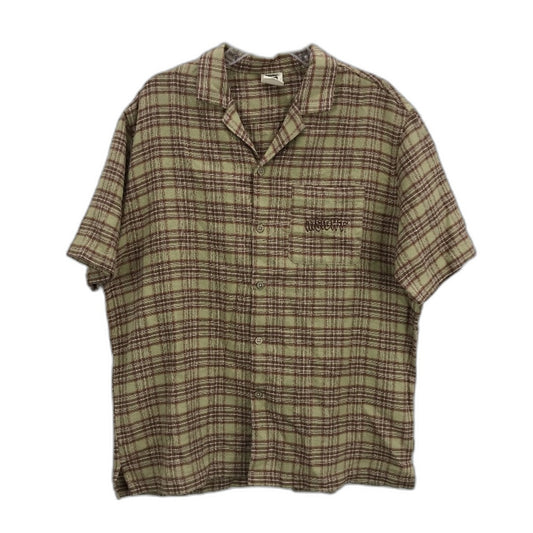 Insight Dazed Button Up Brown Check Relaxed Resort Shirt Mens Size Medium NEW