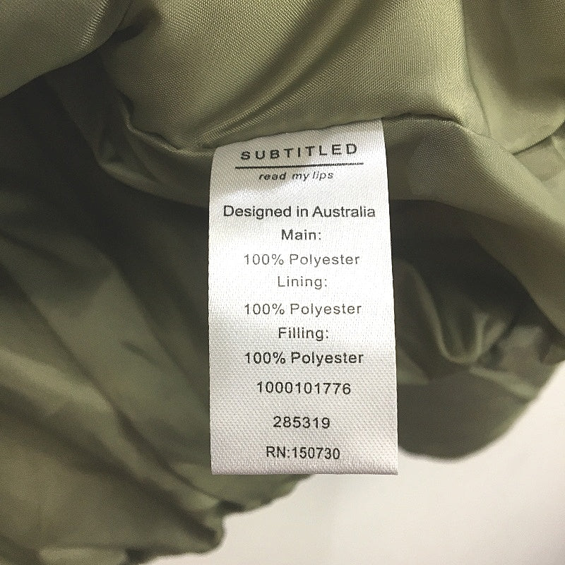 Subtitled Casey Cropped Khaki Green Puffer Jacket Ladies Size Medium NEW