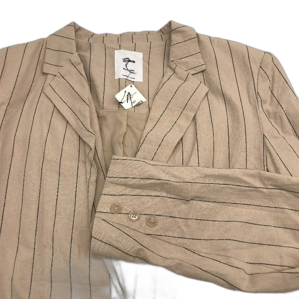 Cotton On Peta Pinstripe Stone Linen Blend June Blazer Jacket Ladies Sz XS/S NEW