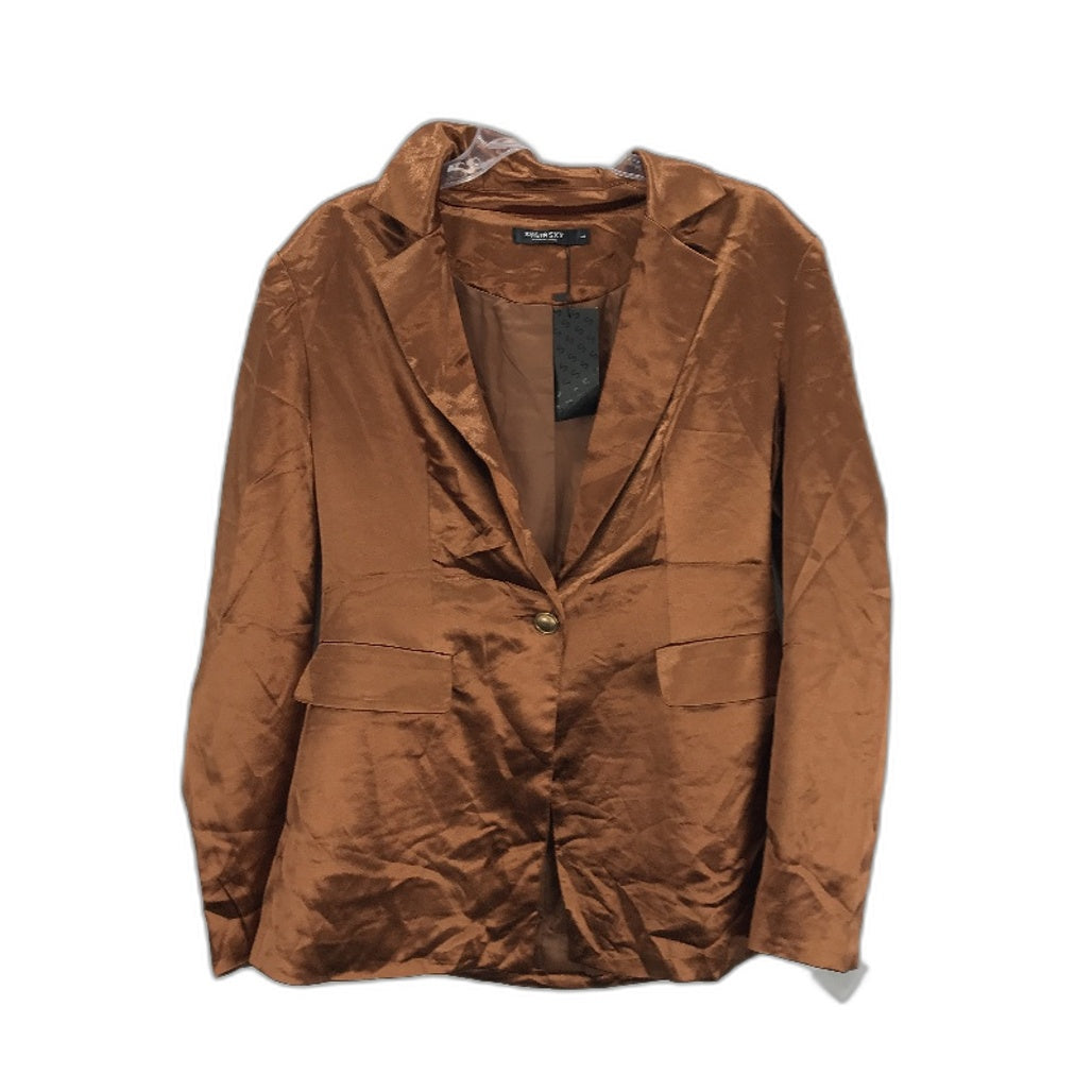 Shein Sexy Bronze Silky Satin Feel Single Button Blazer Jacket Ladies Size L NEW