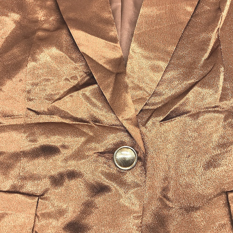Shein Sexy Bronze Silky Satin Feel Single Button Blazer Jacket Ladies Size L NEW