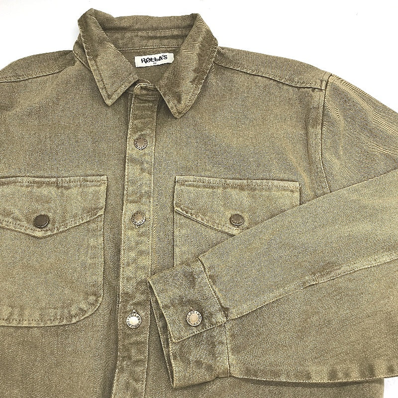 Rollas Denim Khaki Brown Trade Drill Shacket Shirt Jacket Mens Size L NEW