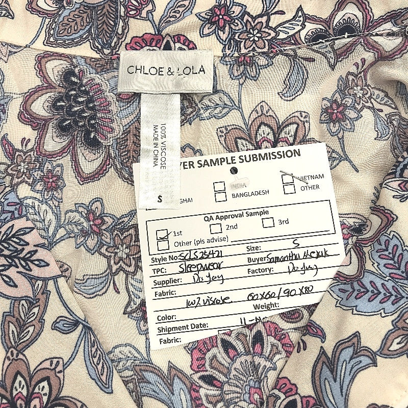 Chloe & Lola Myers Sample 2Pce Pink Paisley Short Sleeve PJ Set Ladies Sze S NEW