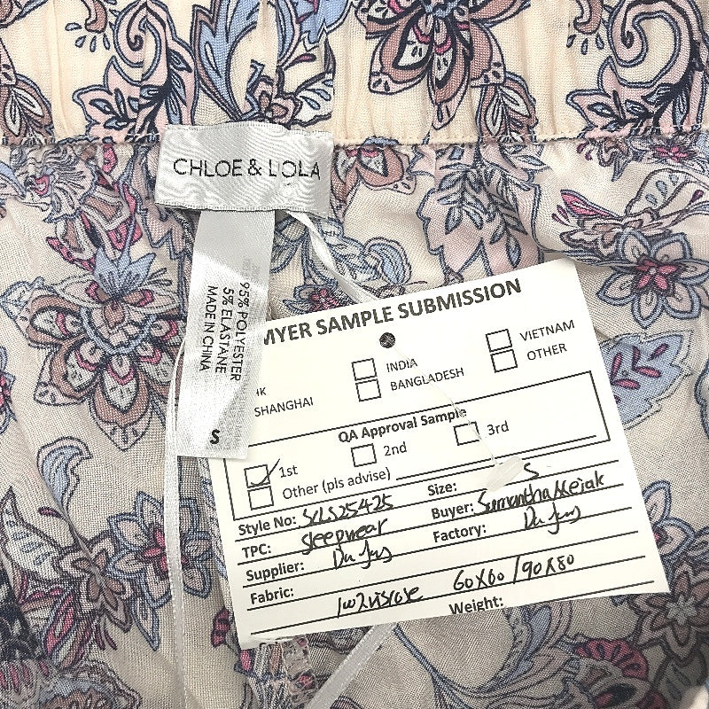 Chloe & Lola Myers Sample 2Pce Pink Paisley Short Sleeve PJ Set Ladies Sze S NEW