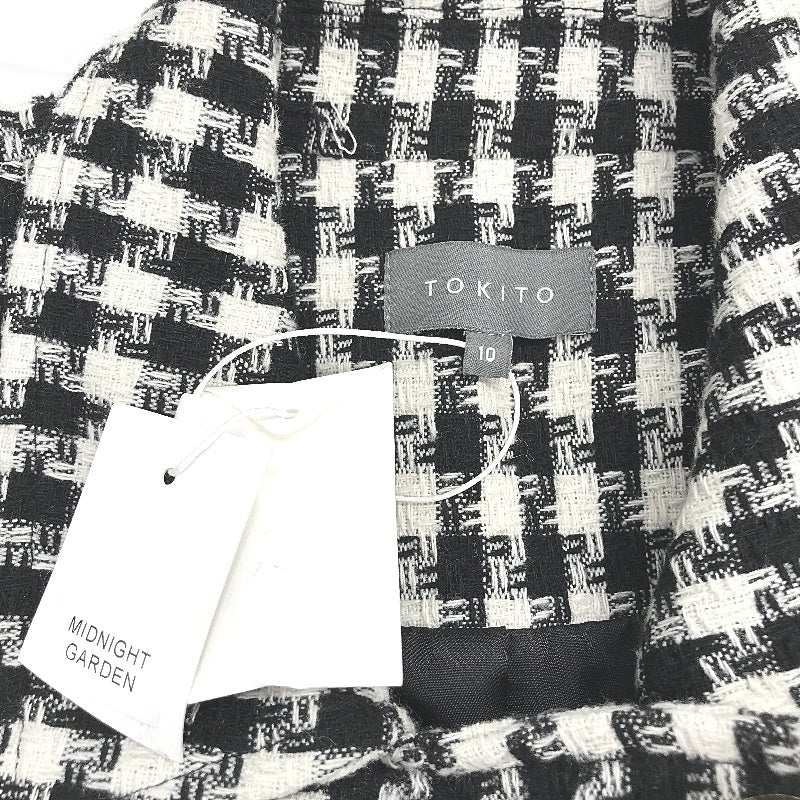 Tokito Black White Hounds Tooth Pattern Single Breast Jacket Ladies Size 10 NEW