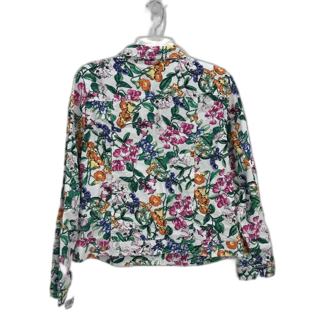 Katies White & Bright Floral Linen Blend Lightweight Jacket Ladies Size 12 NEW