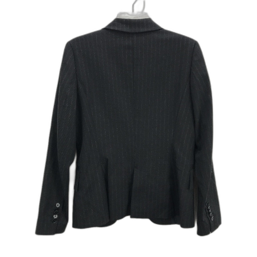 Zara Basic Black Pinstripe Wool Blend Single Button Blazer Jacket Ladies Size M