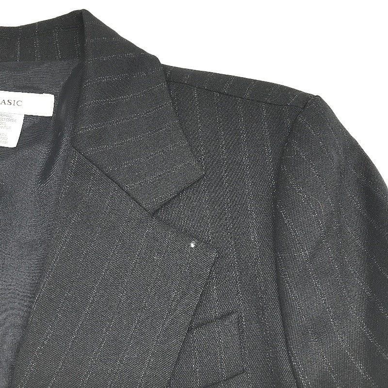 Zara Basic Black Pinstripe Wool Blend Single Button Blazer Jacket Ladies Size M