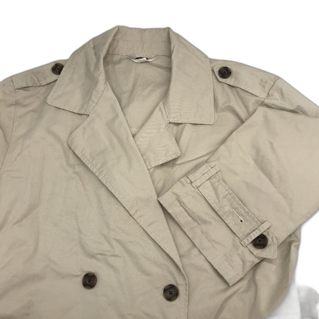 Subtitled Stone Beige Cotton Belted Longline Trench Coat Unisex Size M NEW
