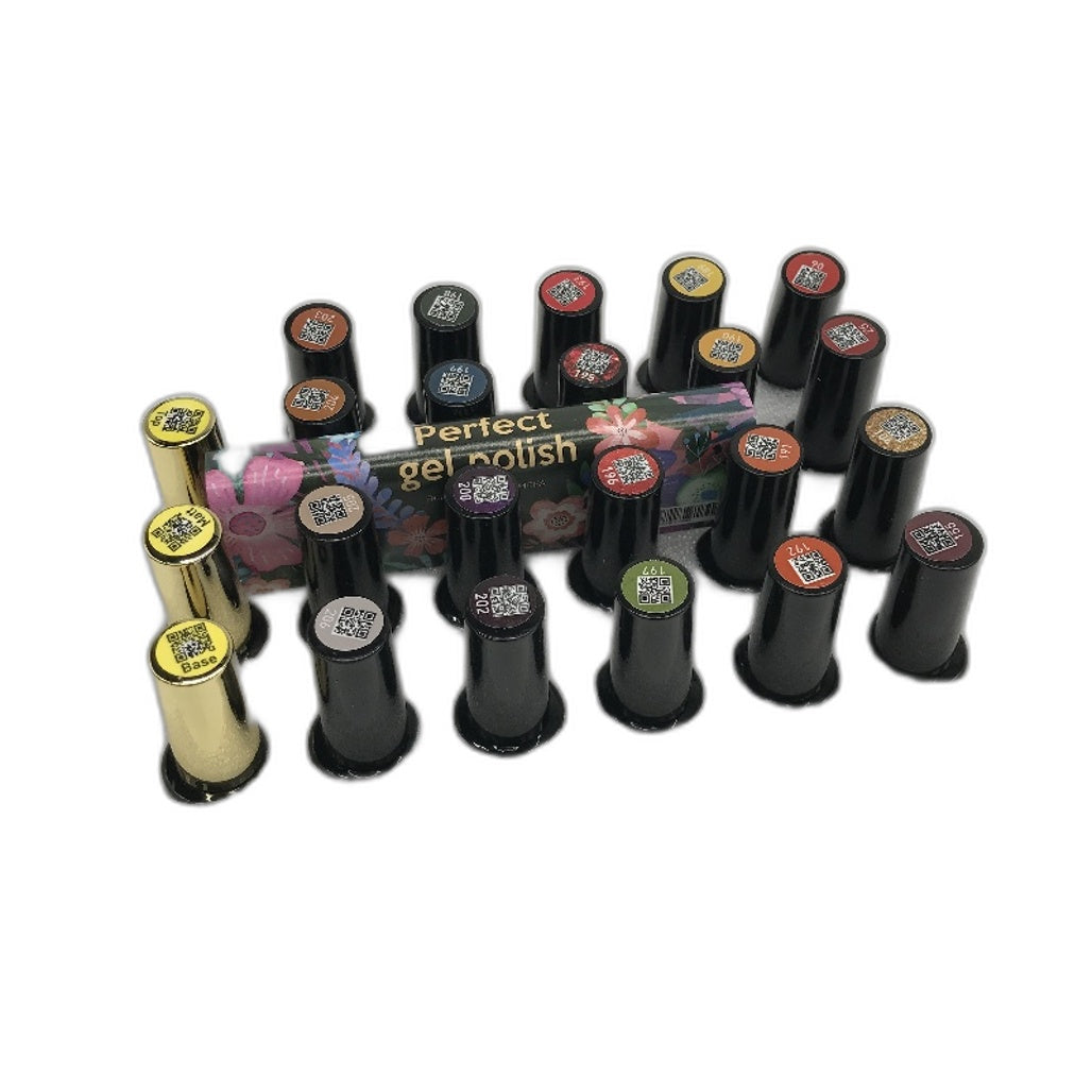 MEFA 20 Colors Soak Off Gel Nail Polish 3 Top Bases Glitter & Plain 23Pc Kit NEW