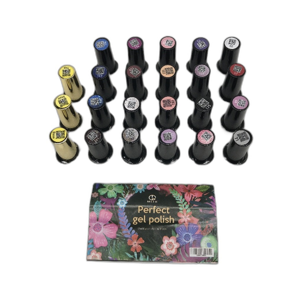 MEFA Winter 20 Colors Soak Off Gel Nail Polish 3 Top Bases 23 Piece Kit NEW