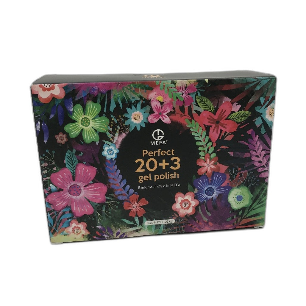 MEFA Winter 20 Colors Soak Off Gel Nail Polish 3 Top Bases 23 Piece Kit NEW