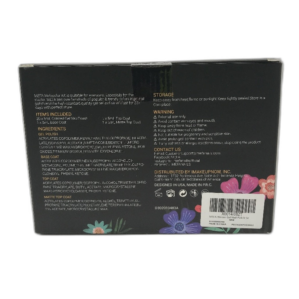 MEFA Winter 20 Colors Soak Off Gel Nail Polish 3 Top Bases 23 Piece Kit NEW