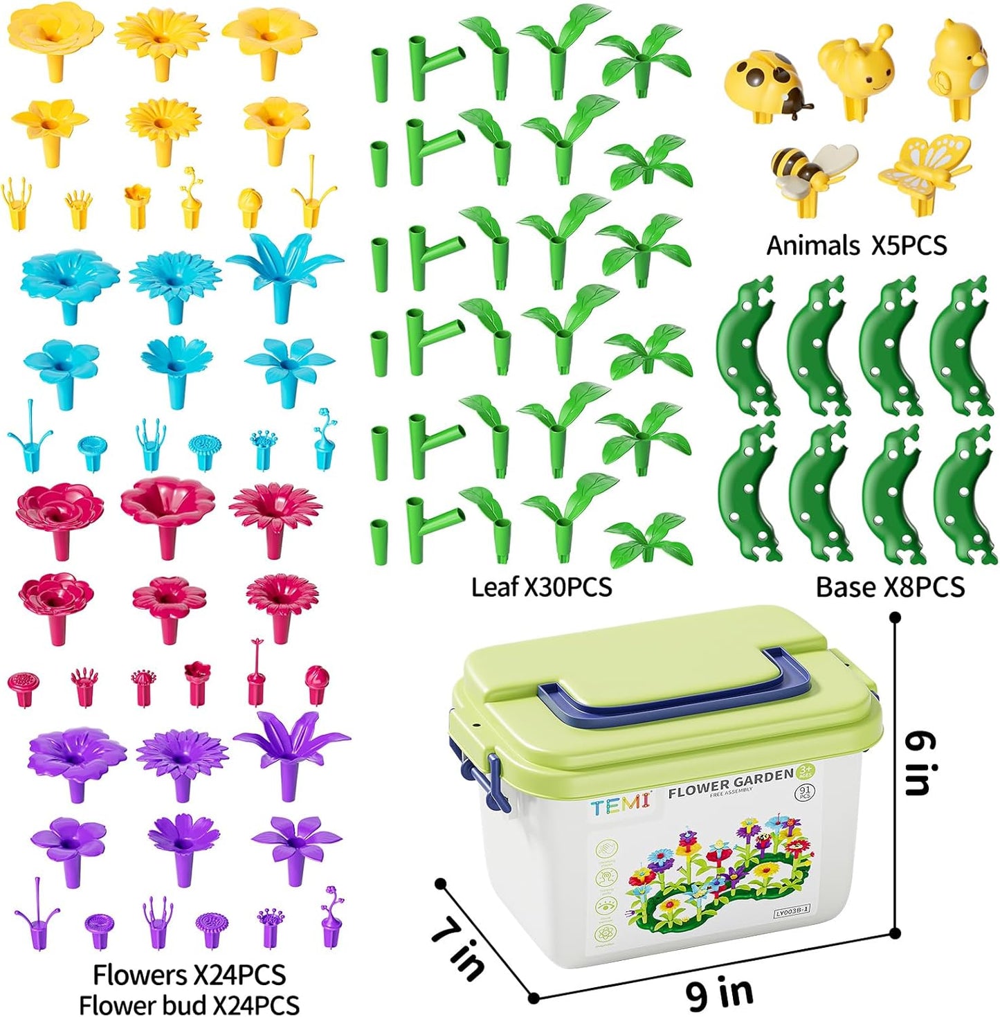 Temi 91 PCS Flower Garden Building STEM Educational Activity Preschool Toy NEW