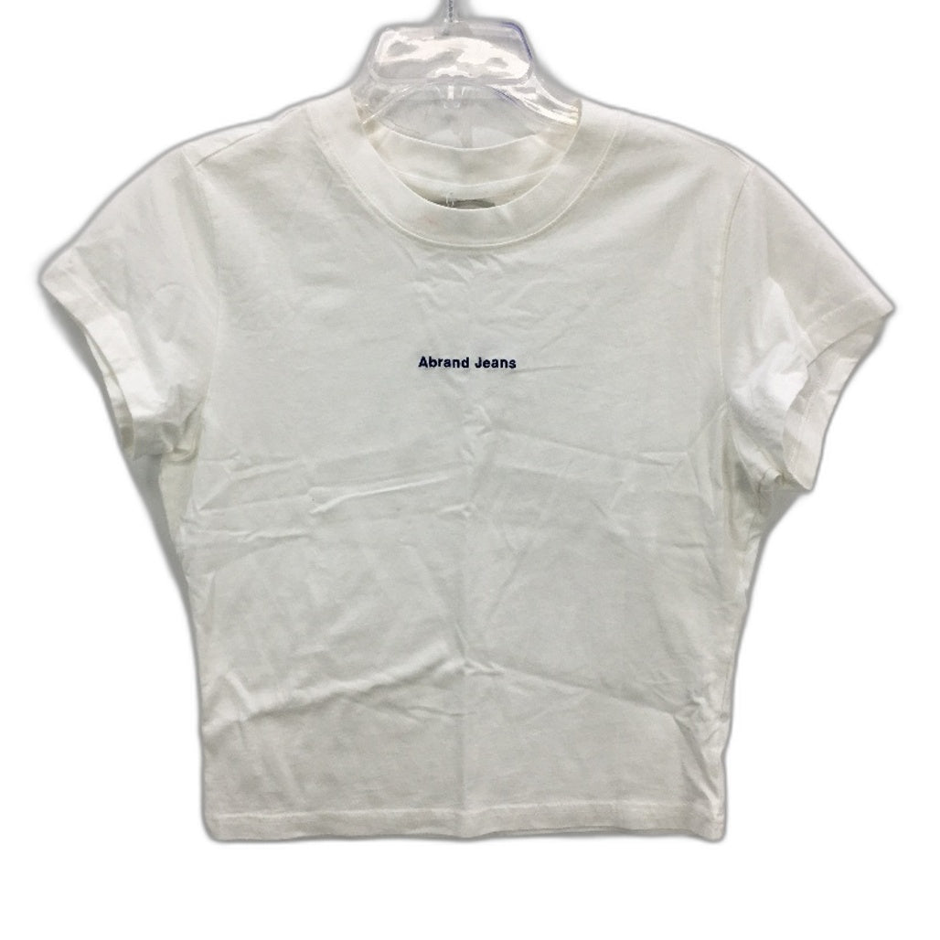 Abrand White Astral Blue Stitch Logo Short Sleeve Baby Tee Ladies Size M NEW