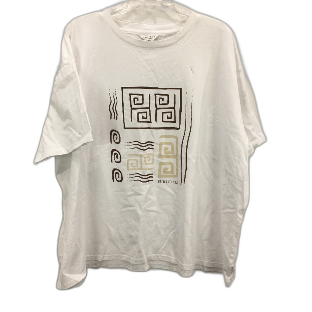 Subtitled White 100% Cotton Let Go Oversized Classic Tee Mens Size M/L NEW