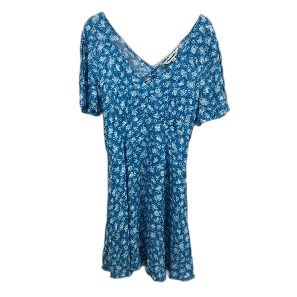Forever New Emilia Flippy V Neck Blue Floral Mini Dress Ladies Size AU 14 NEW