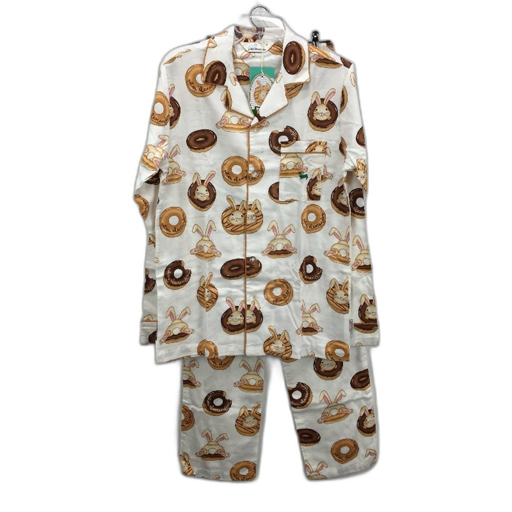 Peter Alexander Krispy Kreme Brown Bunnies Short Cotton PJ Set Mens Size XS NEW