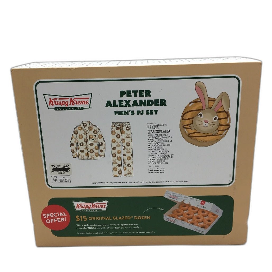 Peter Alexander Krispy Kreme Brown Bunnies Short Cotton PJ Set Mens Size XS NEW