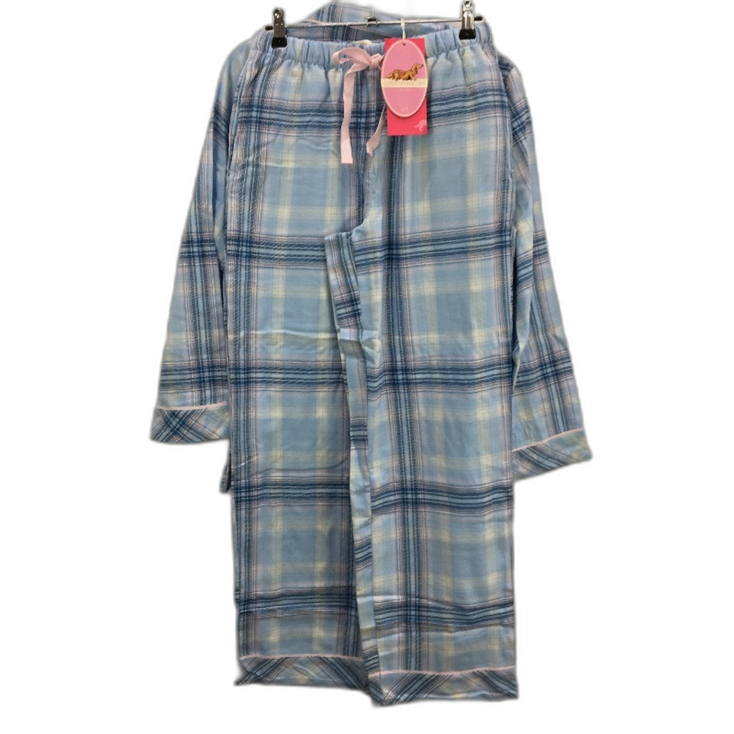 Peter Alexander Checkered Blue Flannelette Longsleeve PJ Set Ladies Size XS NEW