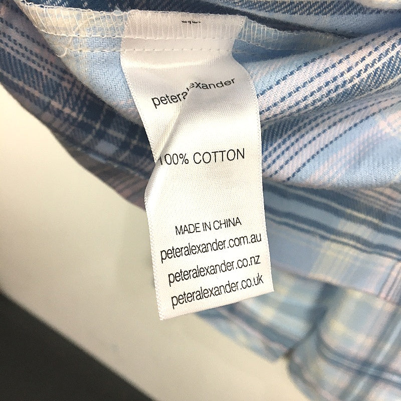 Peter Alexander Checkered Blue Flannelette Longsleeve PJ Set Ladies Size XS NEW