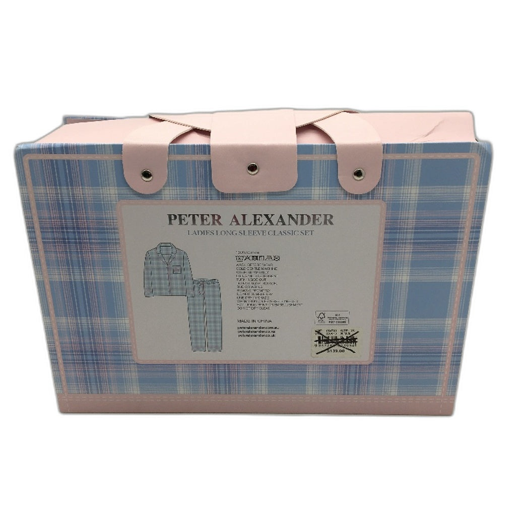 Peter Alexander Checkered Blue Flannelette Longsleeve PJ Set Ladies Size XS NEW