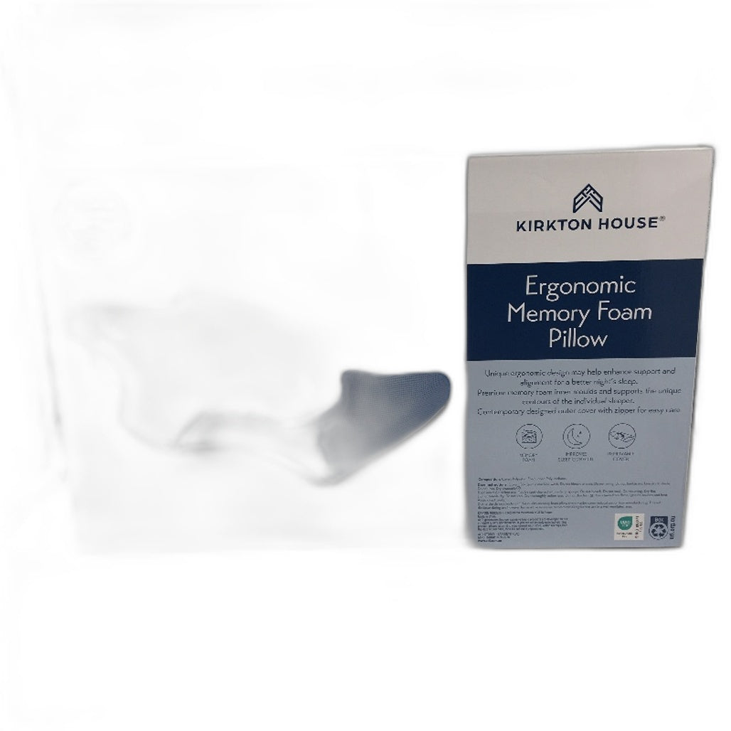 Kirkton House Ergonomic Memory Foam Pillow & Removable Cover 60x37cm NEW