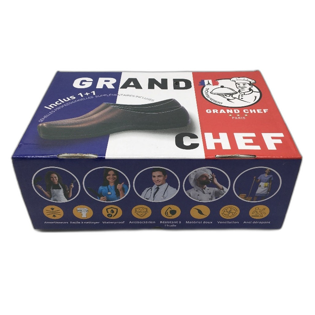 Grand Chef 'Laurent' Slip Resistant Black Clogs Work Shoes Unisex Size EU 46 NEW