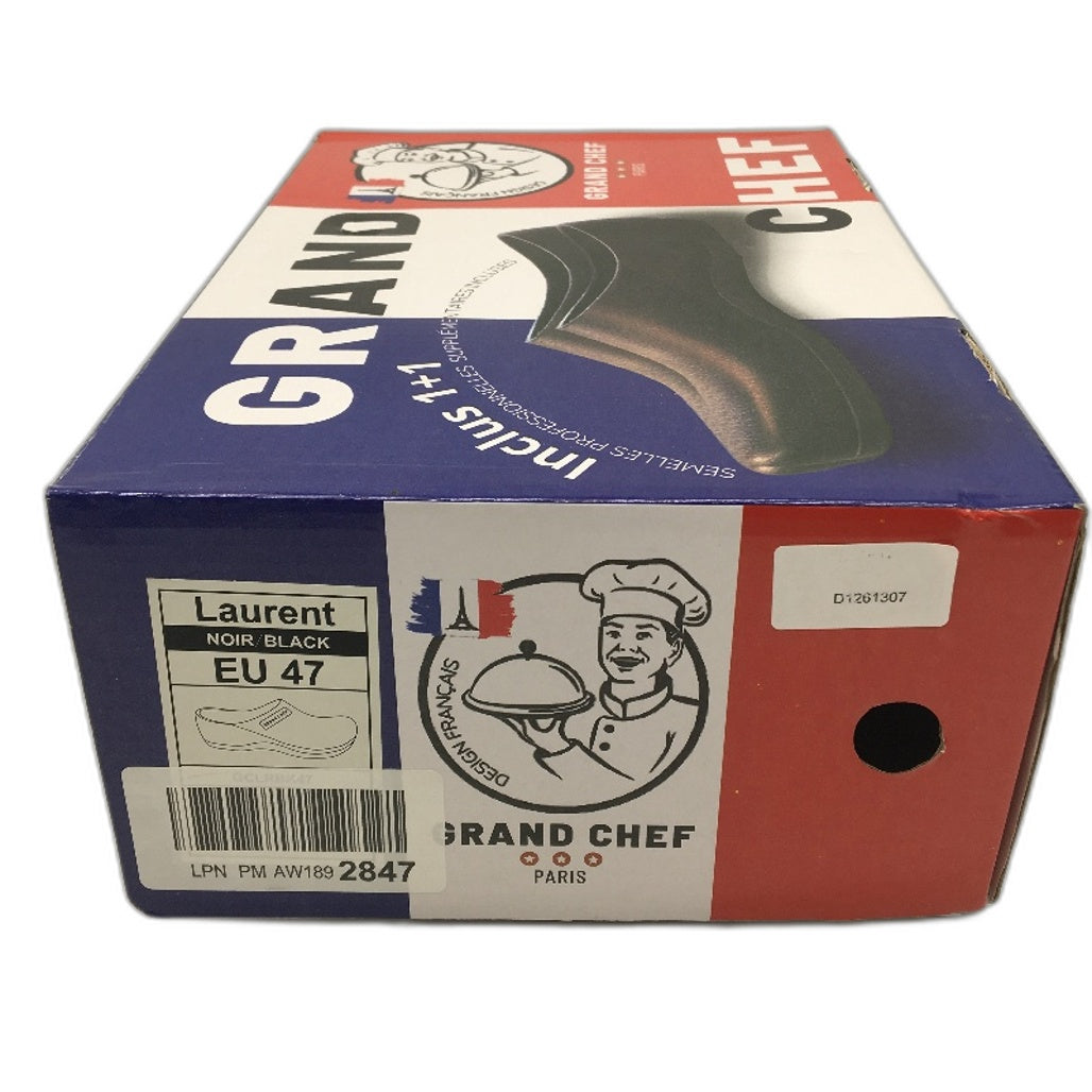 Grand Chef 'Laurent' Slip Resistant Black Clogs Work Shoes Unisex Size EU 46 NEW