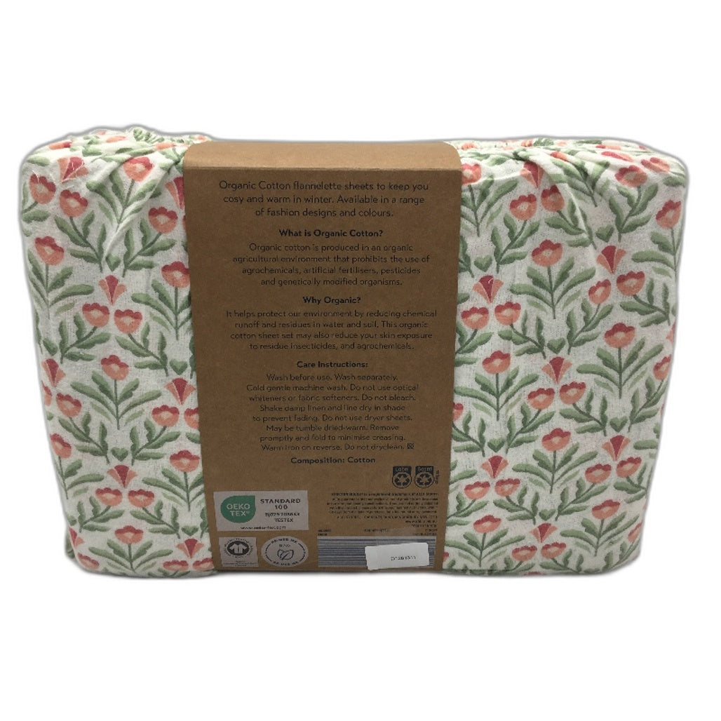 Kids by Kirkton House Floral Flannelette Fitted Sheet Set KING SINGLE Bed NEW