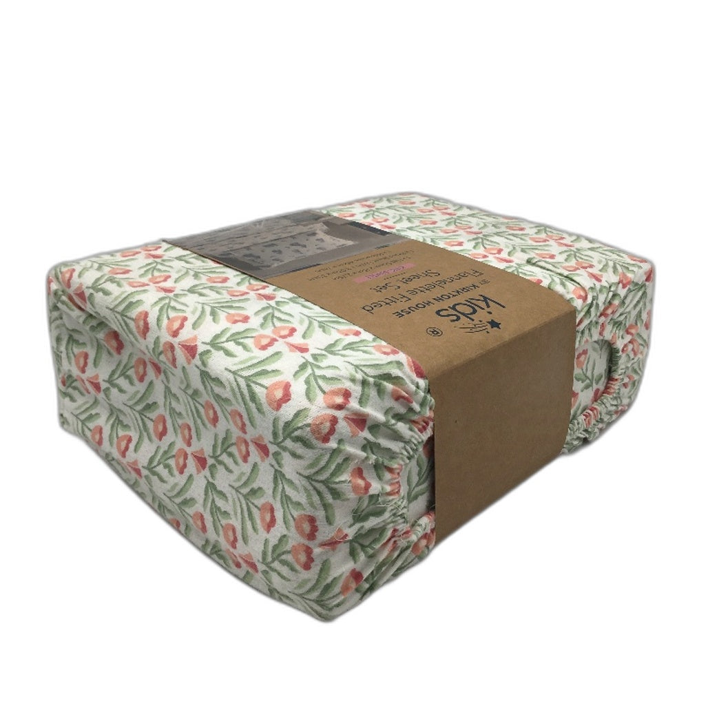 Kids by Kirkton House Floral Flannelette Fitted Sheet Set KING SINGLE Bed NEW