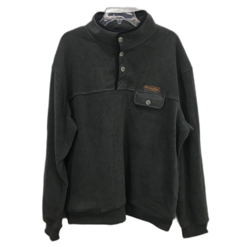 Wrangler Slate Grey Polar Fleece Soft Quarter Button Up Sweater Jumper Size XL