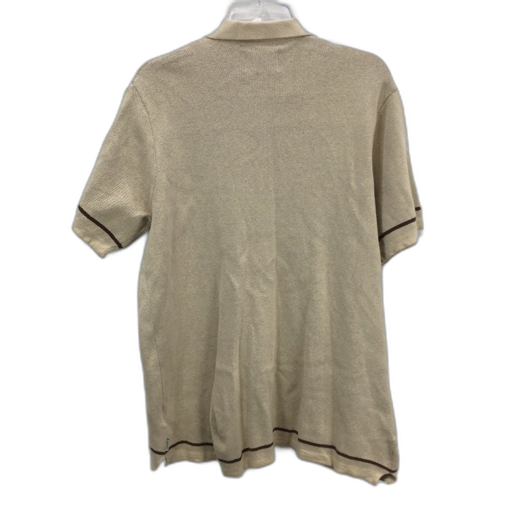 Arvust Beige & Brown Retro Style Knit 100% Cotton Shirt Mens Size Medium NEW