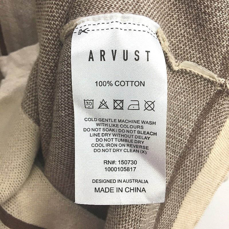 Arvust Beige & Brown Retro Style Knit 100% Cotton Shirt Mens Size Medium NEW