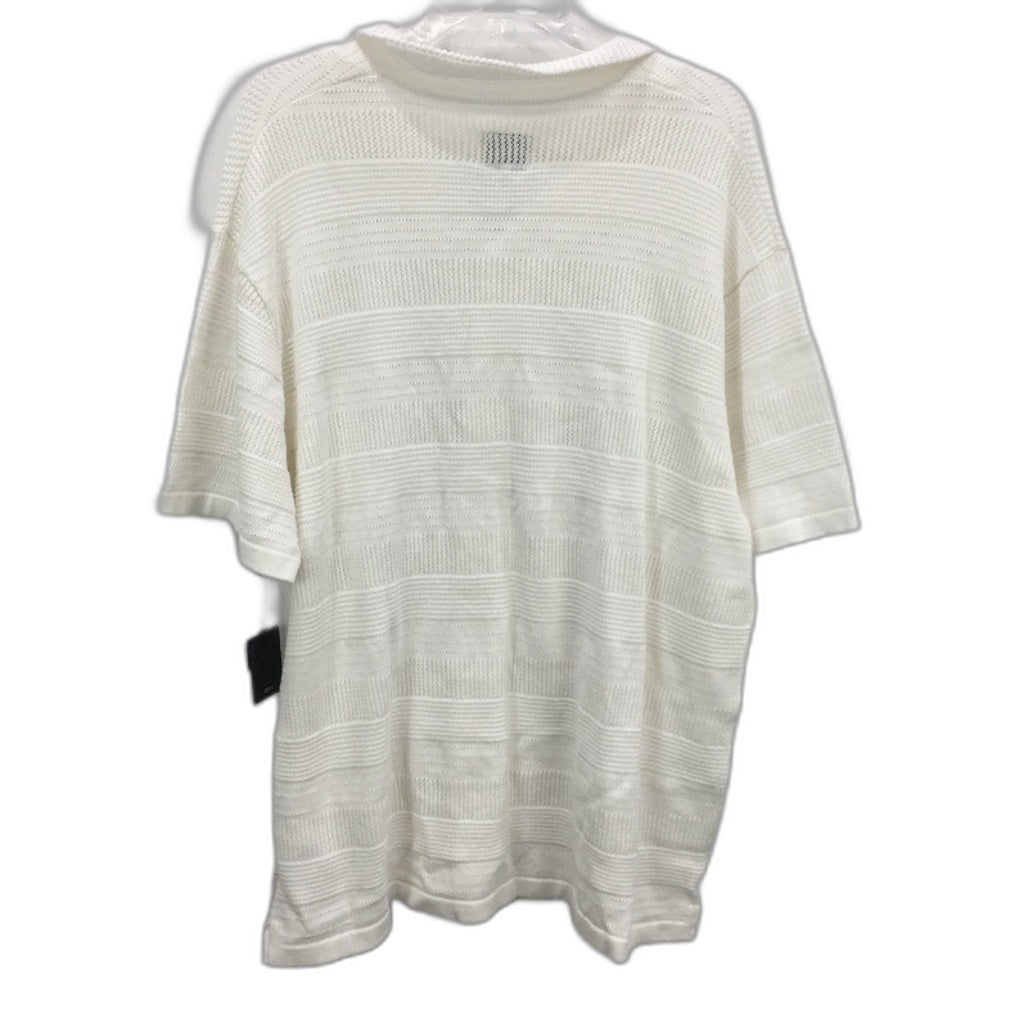 Arvust White Knit Resort 100% Cotton Short Sleeve Shirt Mens Size XL NEW