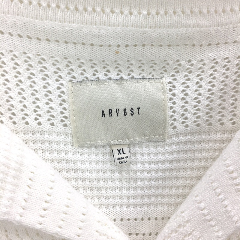 Arvust White Knit Resort 100% Cotton Short Sleeve Shirt Mens Size XL NEW