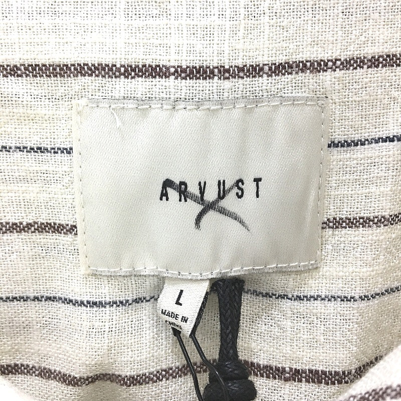 Arvust Natural Cream Striped Tesky Linen Blend Long Sleeve Shirt Mens Size L NEW