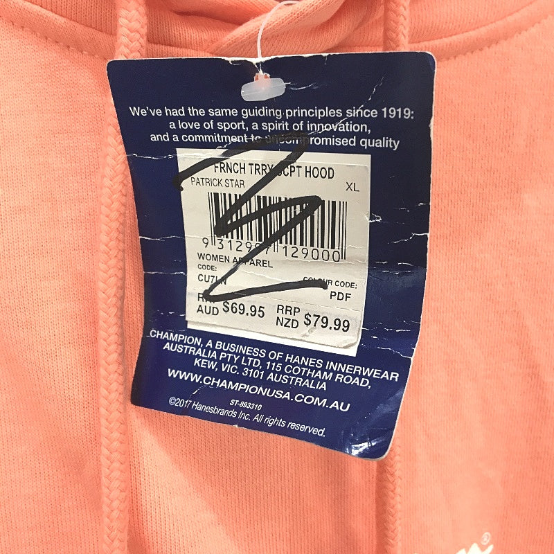 Champion French Terry Orange Captain Hooded Patrick Star Jumper Size XL NEW