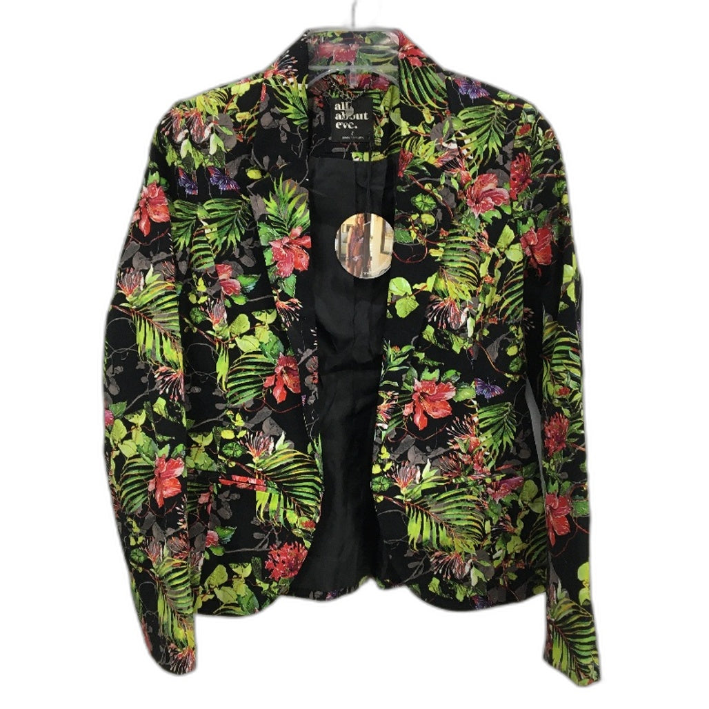 Alice In The Eve Black Tropical Floral Print Blazer Jacket Ladies Size 8 NEW