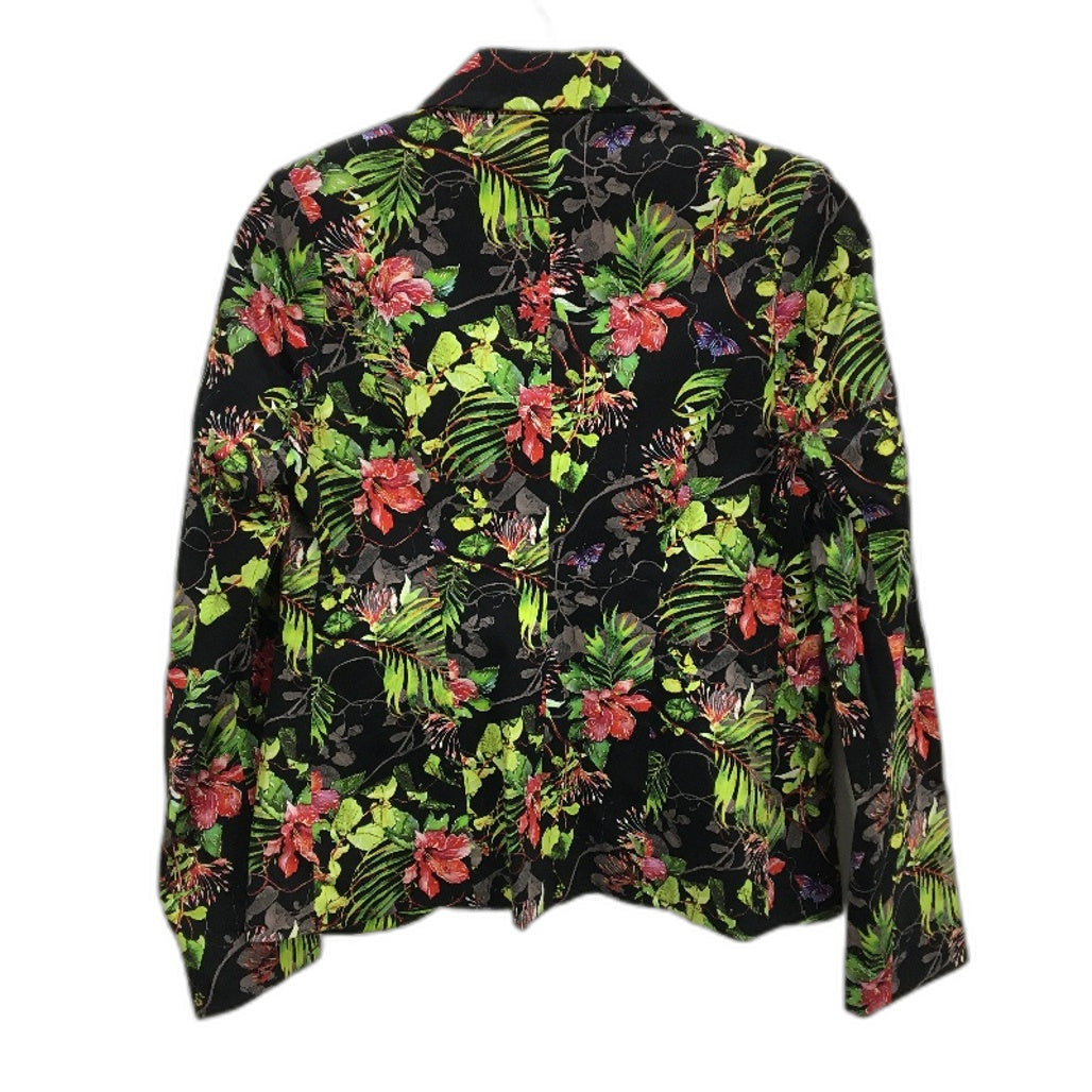 Alice In The Eve Black Tropical Floral Print Blazer Jacket Ladies Size 8 NEW