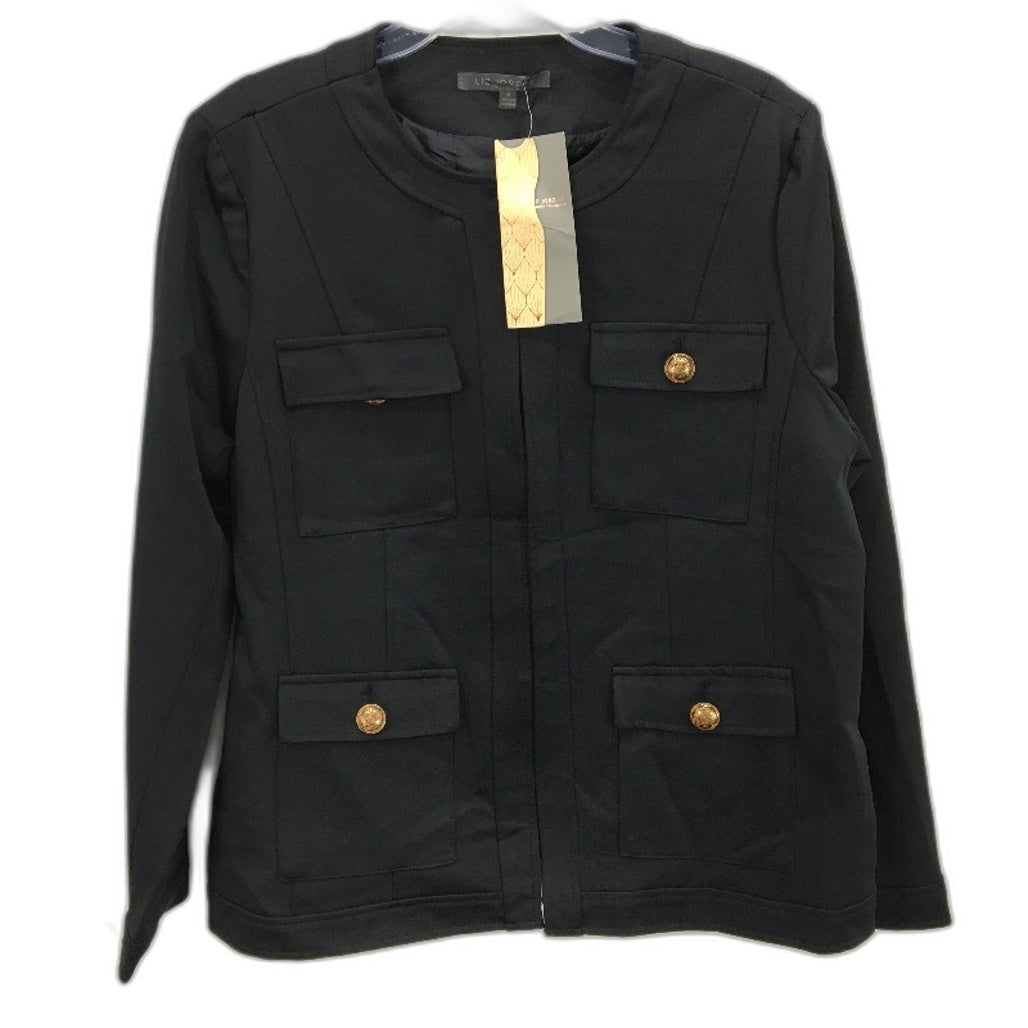 Liz Jordan Black Pocket Detail Ponte Eye & Hook Jacket Ladies Size 16 NEW