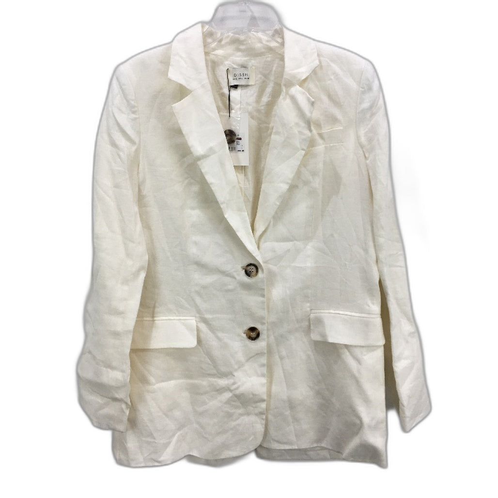 Dissh Arlo Off White Oversized 100% Linen Blazer Jacket Ladies Size 8 NEW