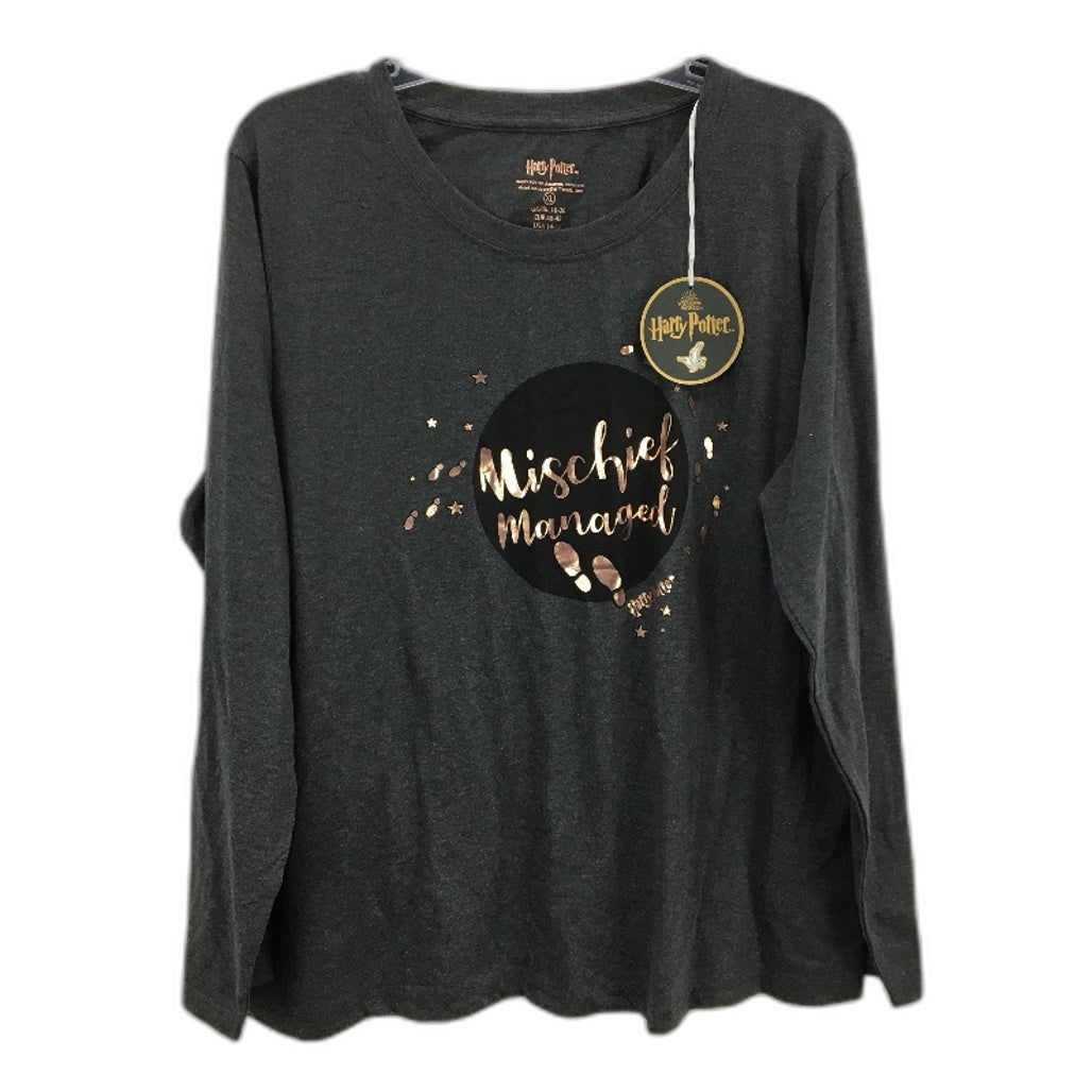 Wizarding World Slate Grey Soft LSleeve Harry Potter Sleep Top Ladies SZ XL NEW