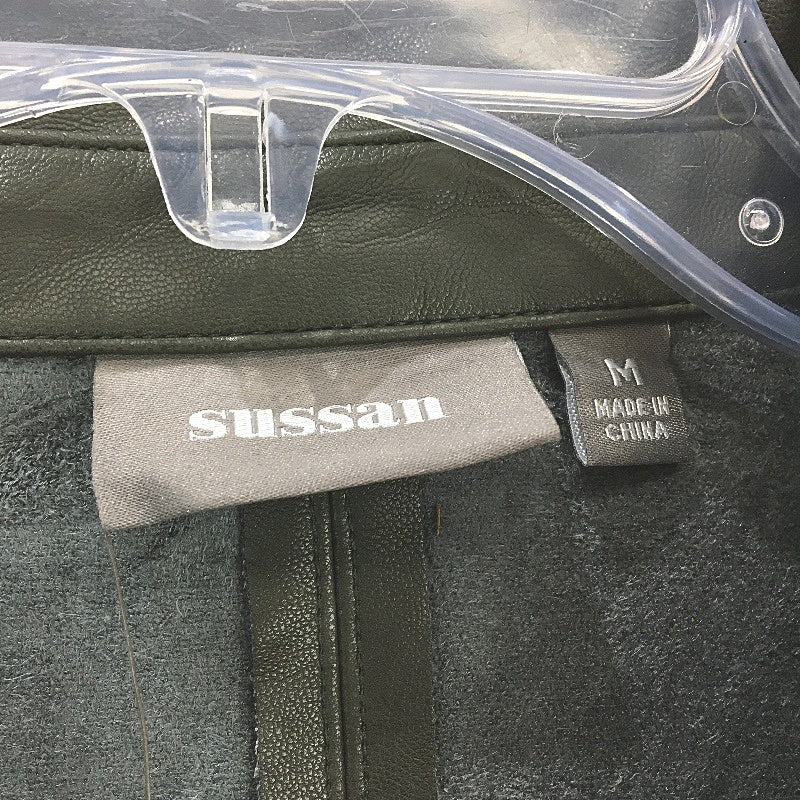 Sussan Dark Khaki Green Faux Leather Style Shacket Shirt Jacket Ladies Sze M NEW