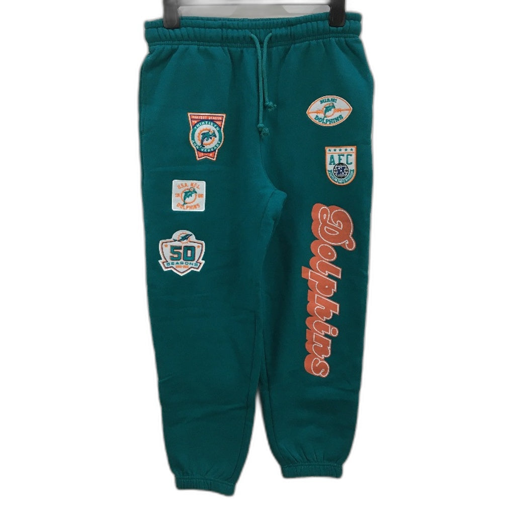 Mitchell & Ness Miami Dolphins Teal Fleece Track Pants Mens Size S NEW