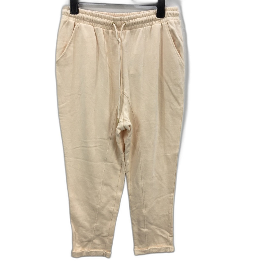 Piper Oatmeal Cream 100% Cotton Drawstring Elastic Track Pants Ladies Size L NEW