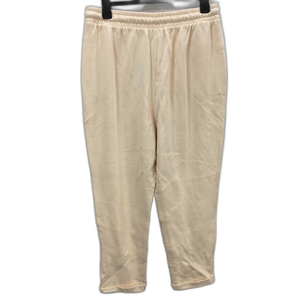 Piper Oatmeal Cream 100% Cotton Drawstring Elastic Track Pants Ladies Size L NEW