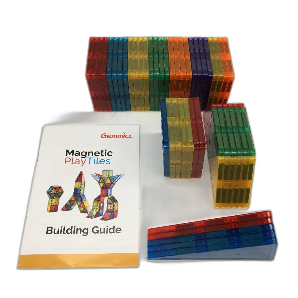 Gemmicc 63 Piece Multicoloured Magnetic Tile Building Puzzle Blocks DEMO