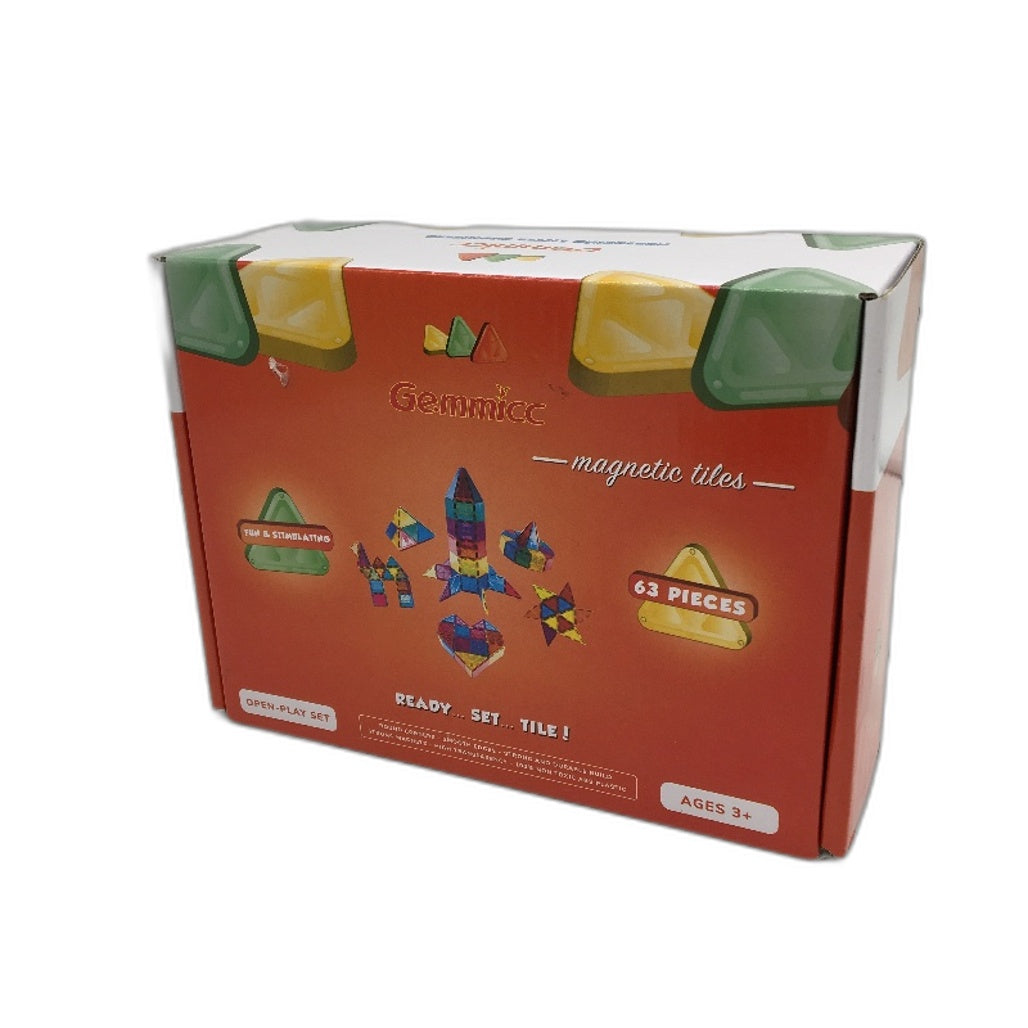 Gemmicc 63 Piece Multicoloured Magnetic Tile Building Puzzle Blocks DEMO